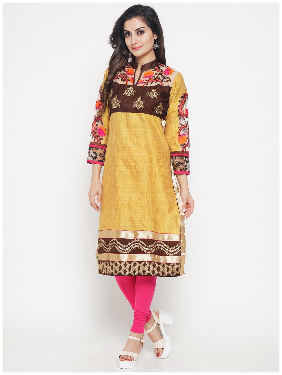 

Hakashi Women Brown Ethnic Motifs Straight Kurti
