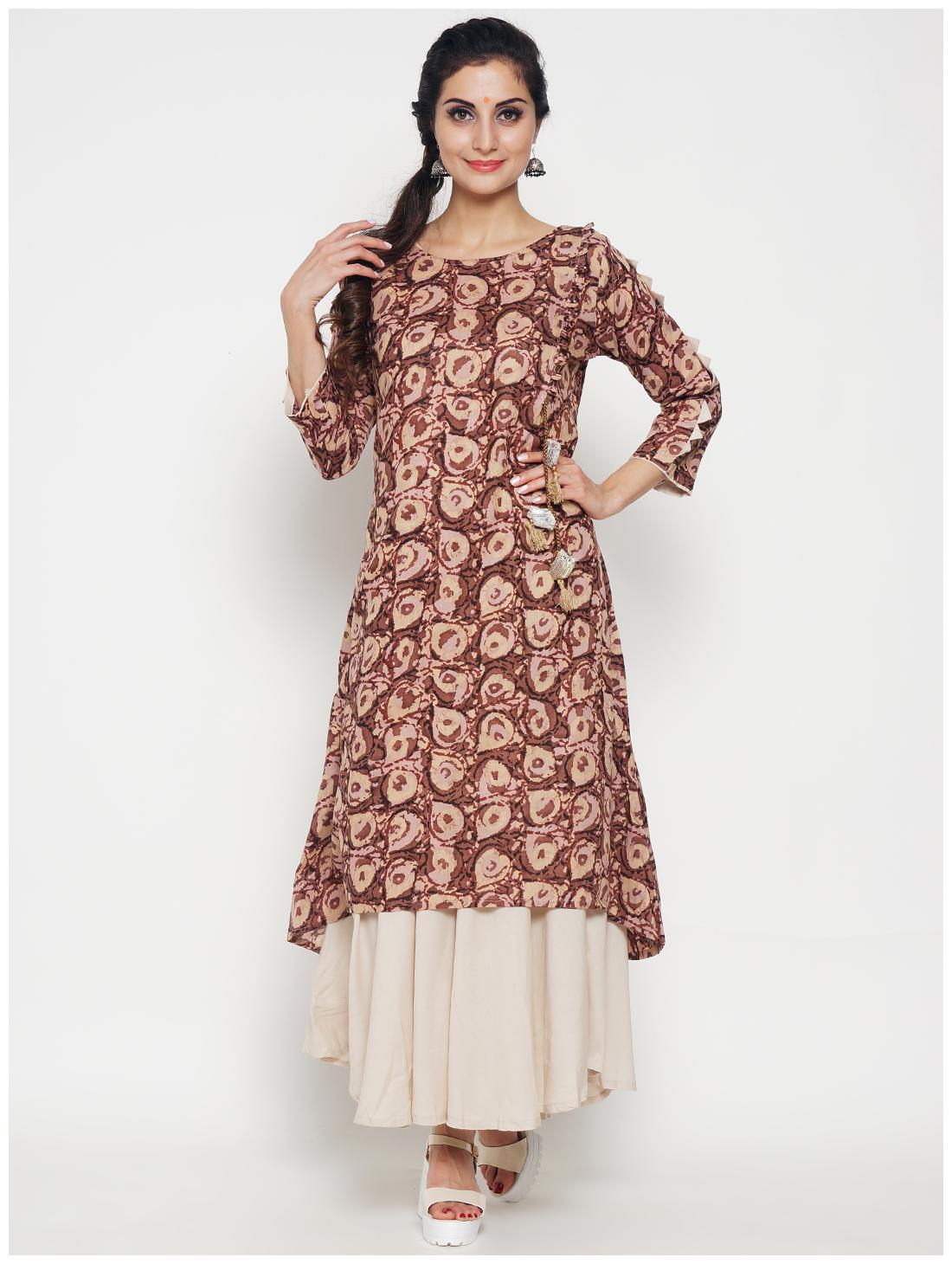 

Hakashi Women Brown Solid Layered Kurti