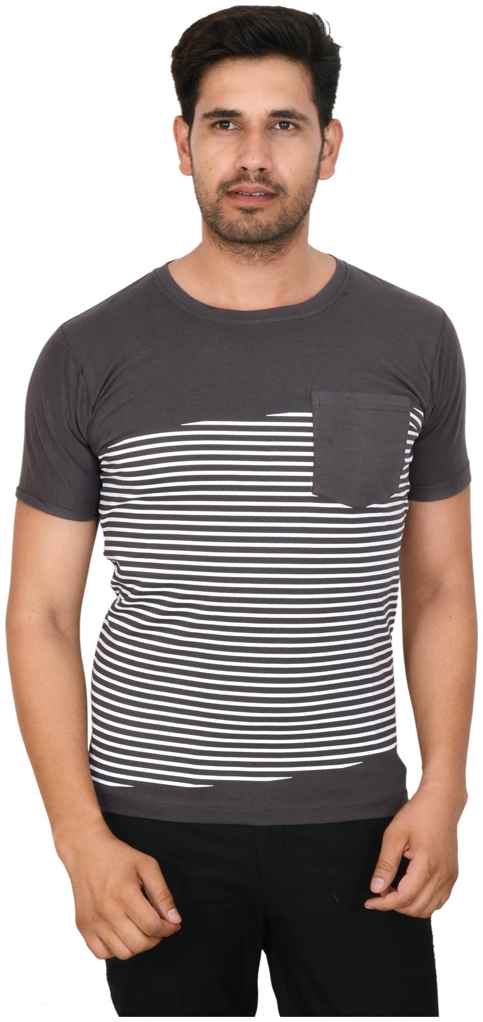 

Half Sleeves Round Neck Stripped Printed Men s T-Shirt By Clodz