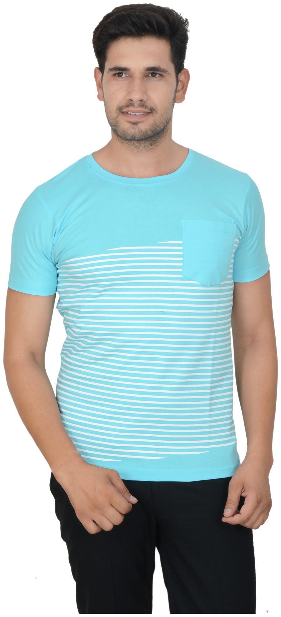 

Half Sleeves Round Neck Stripped Printed Men s T-Shirt By Clodz