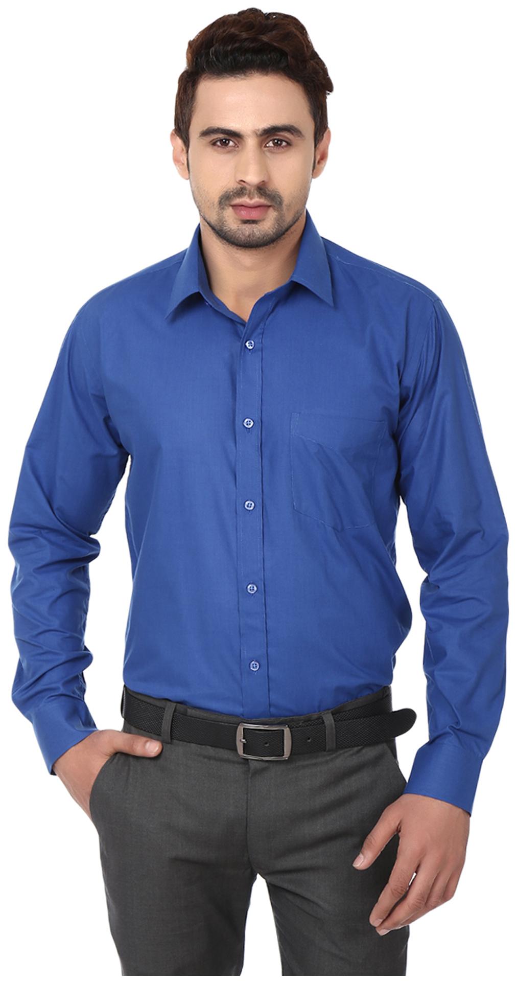buy hancock men slim fit formal shirt - blue online at low price