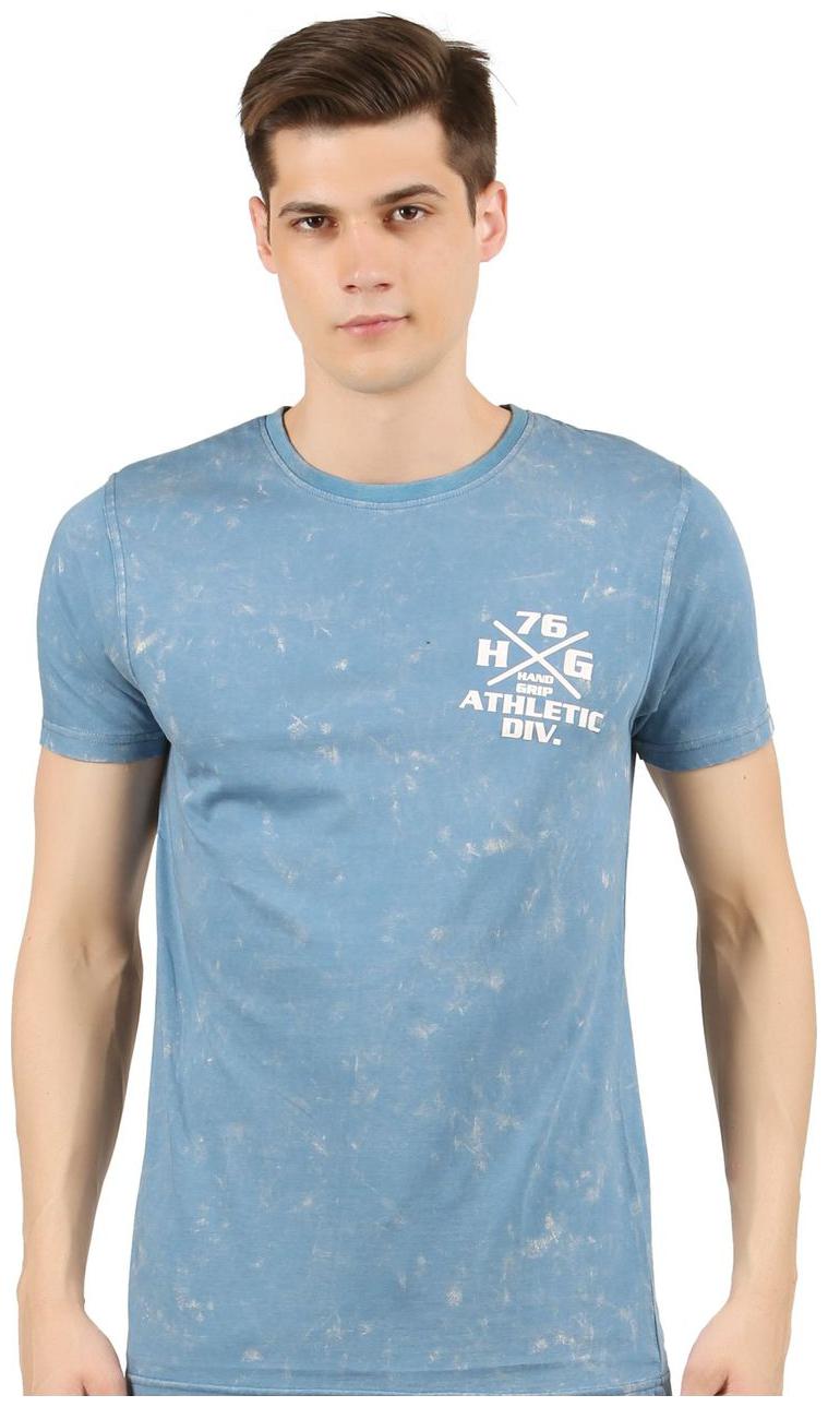 

HANDGRIP Men Blue Slim fit Cotton Round neck T-Shirt - Pack Of 1