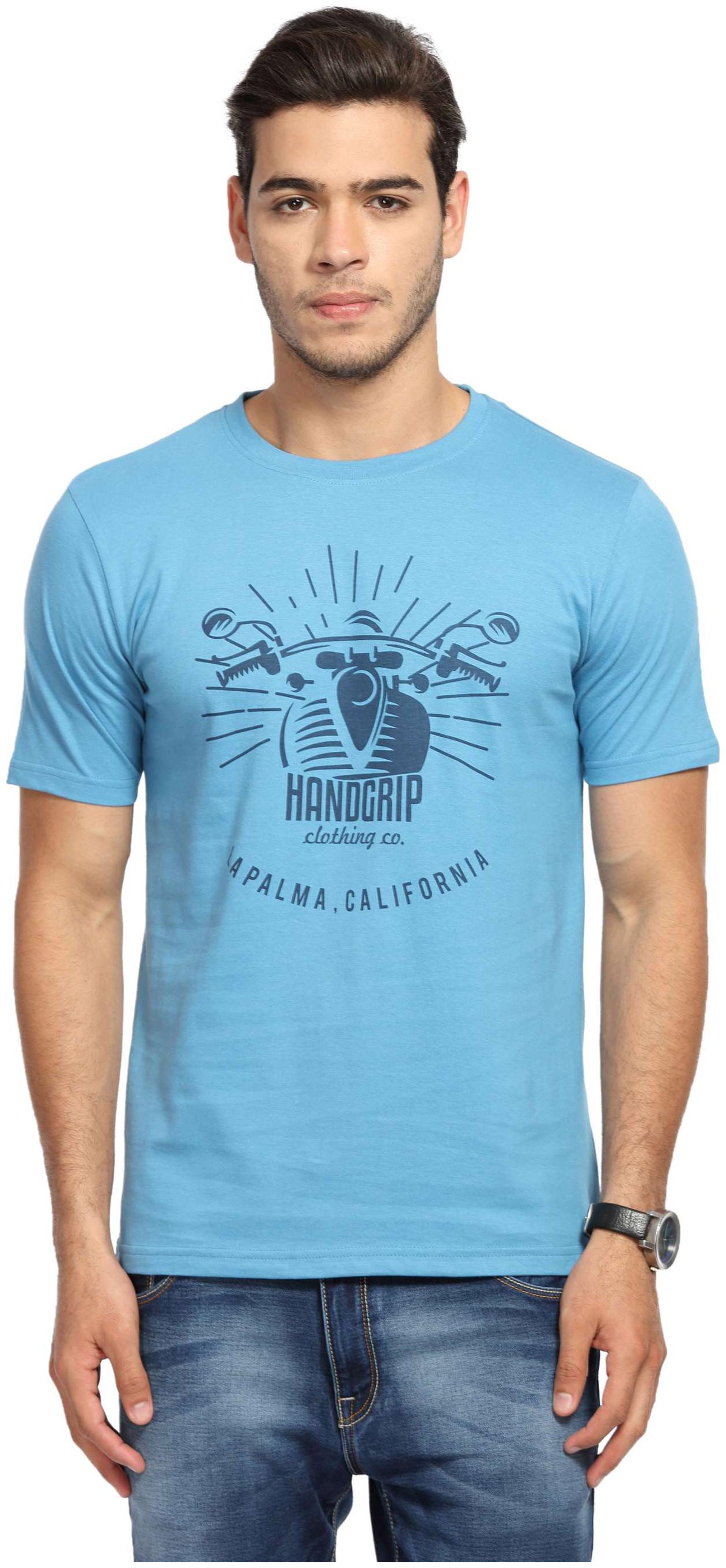 

HANDGRIP Men Blue Regular fit Cotton Round neck T-Shirt - Pack Of 1