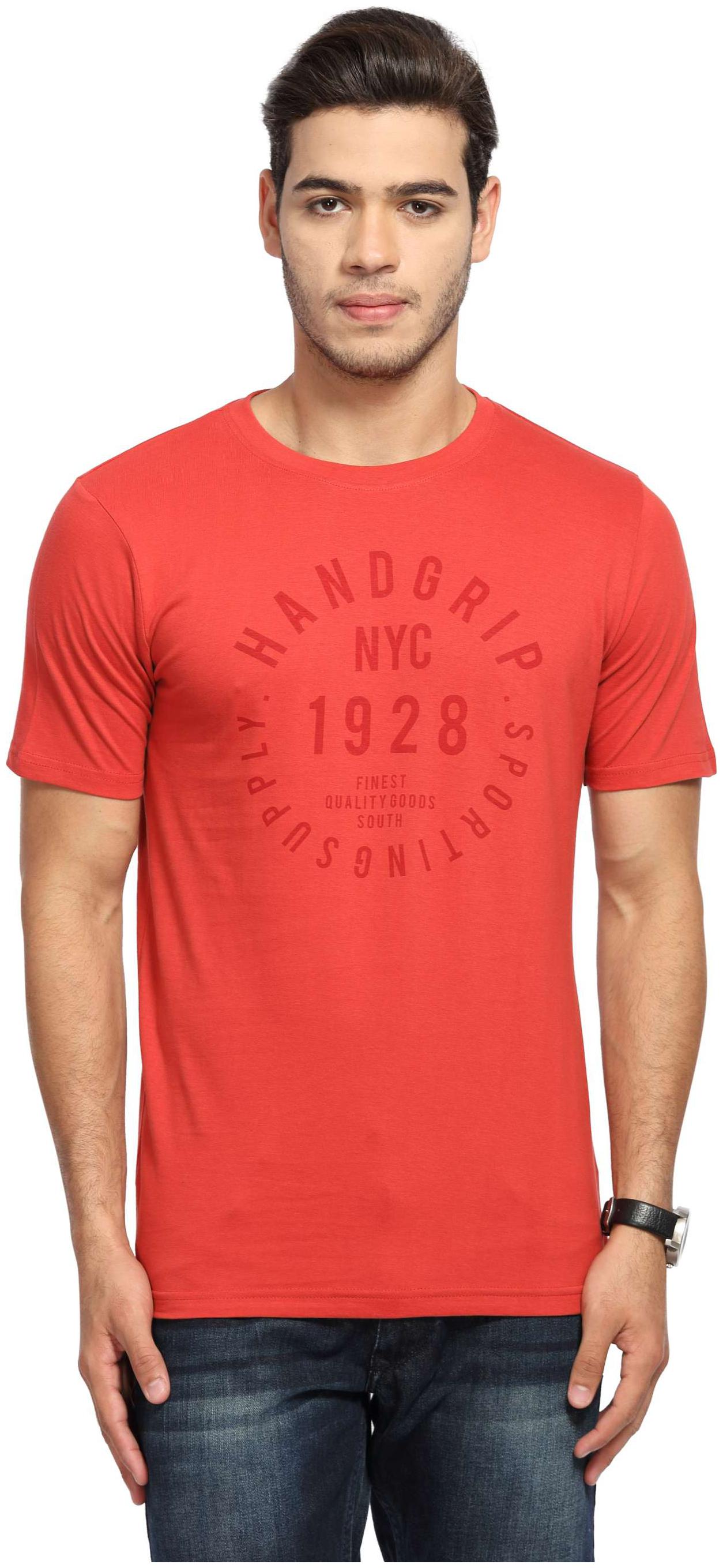 

HANDGRIP Men Red Regular fit Cotton Round neck T-Shirt - Pack Of 1