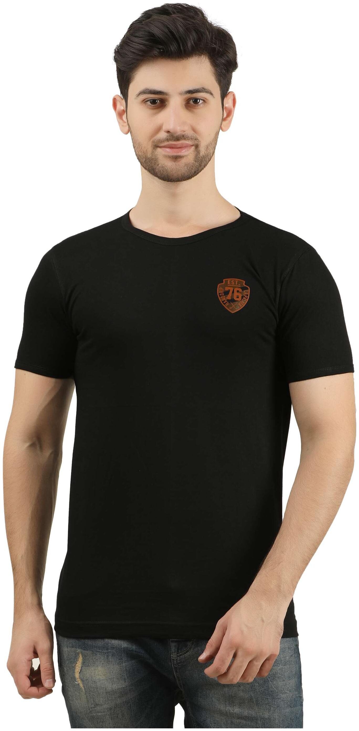 

HANDGRIP Men Black Slim fit Cotton Round neck T-Shirt - Pack Of 1