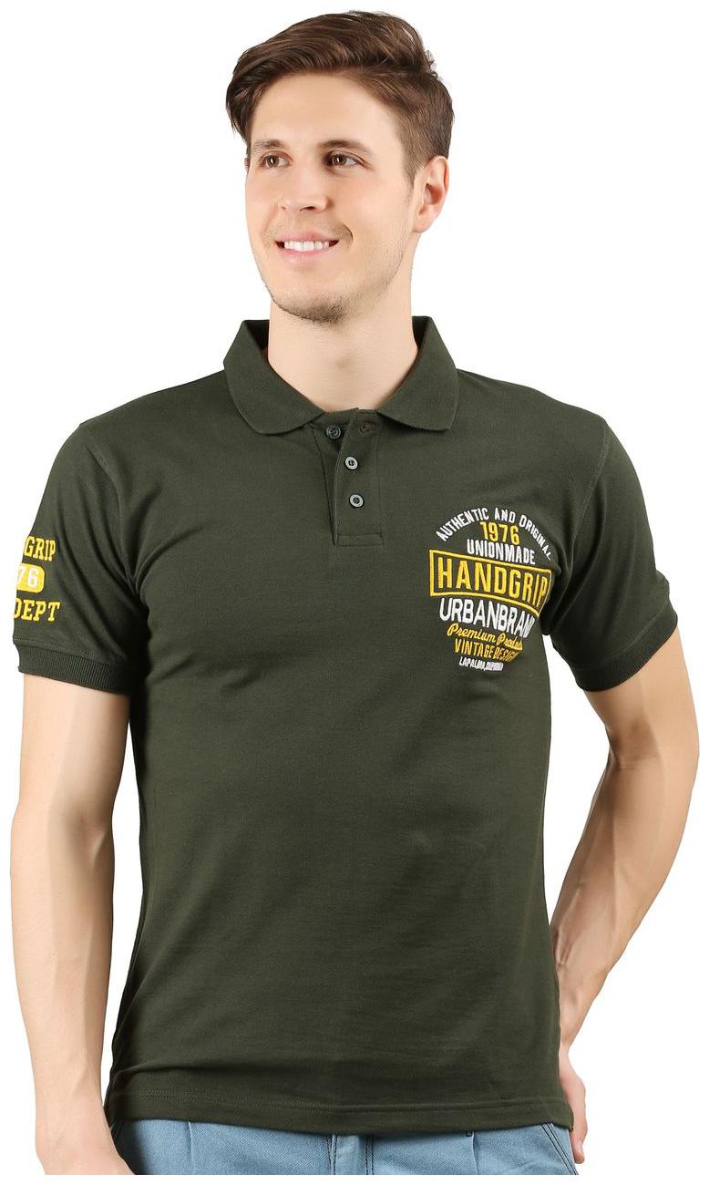 

HANDGRIP Men Green Regular fit Cotton Polo collar T-Shirt - Pack Of 1