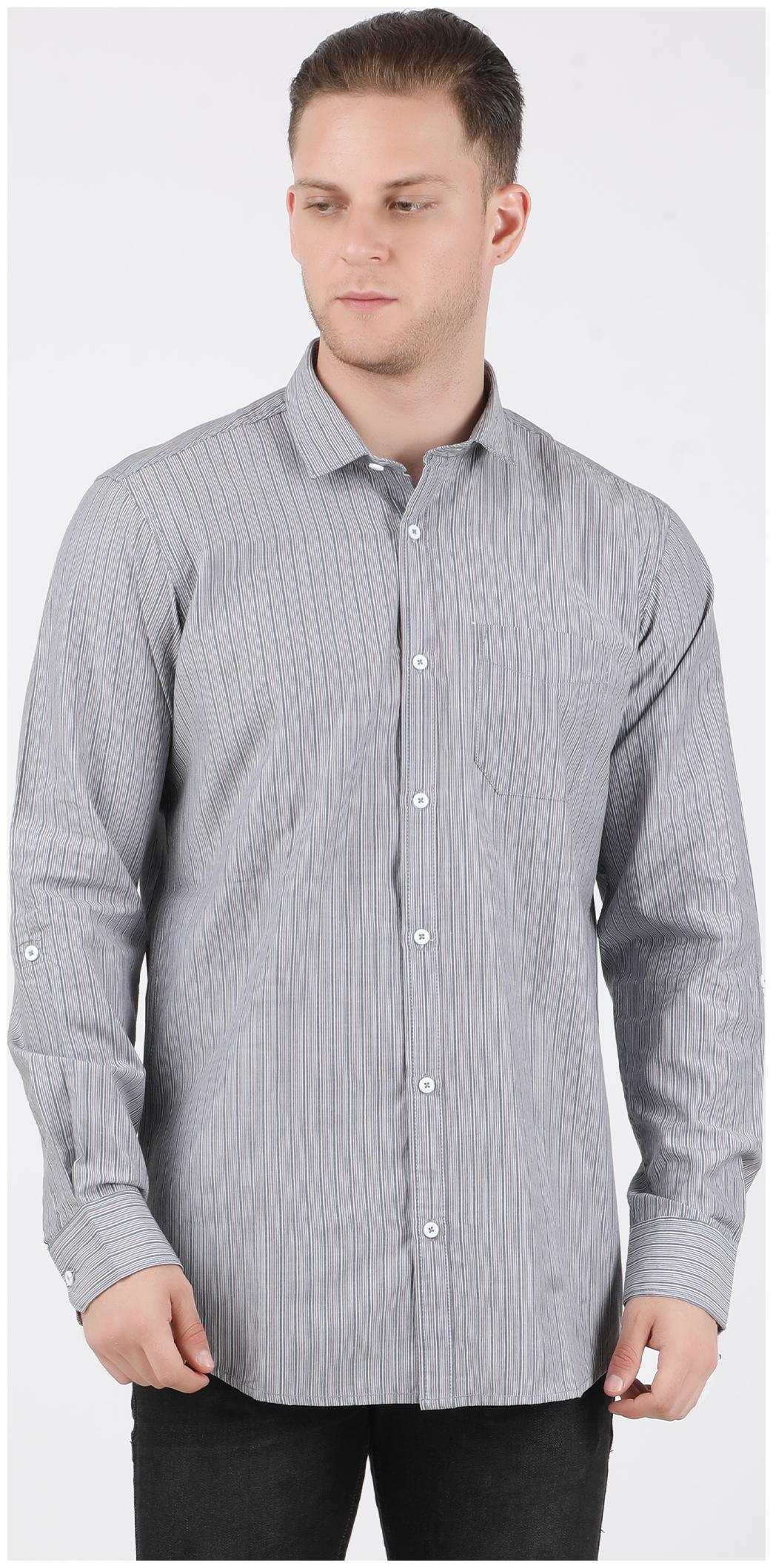 

HANDGRIP Men Grey Vertical Stripes Regular Fit Casual Shirt