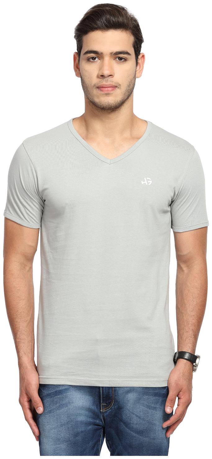 

HANDGRIP Men Grey Slim fit Cotton V neck T-Shirt - Pack Of 1
