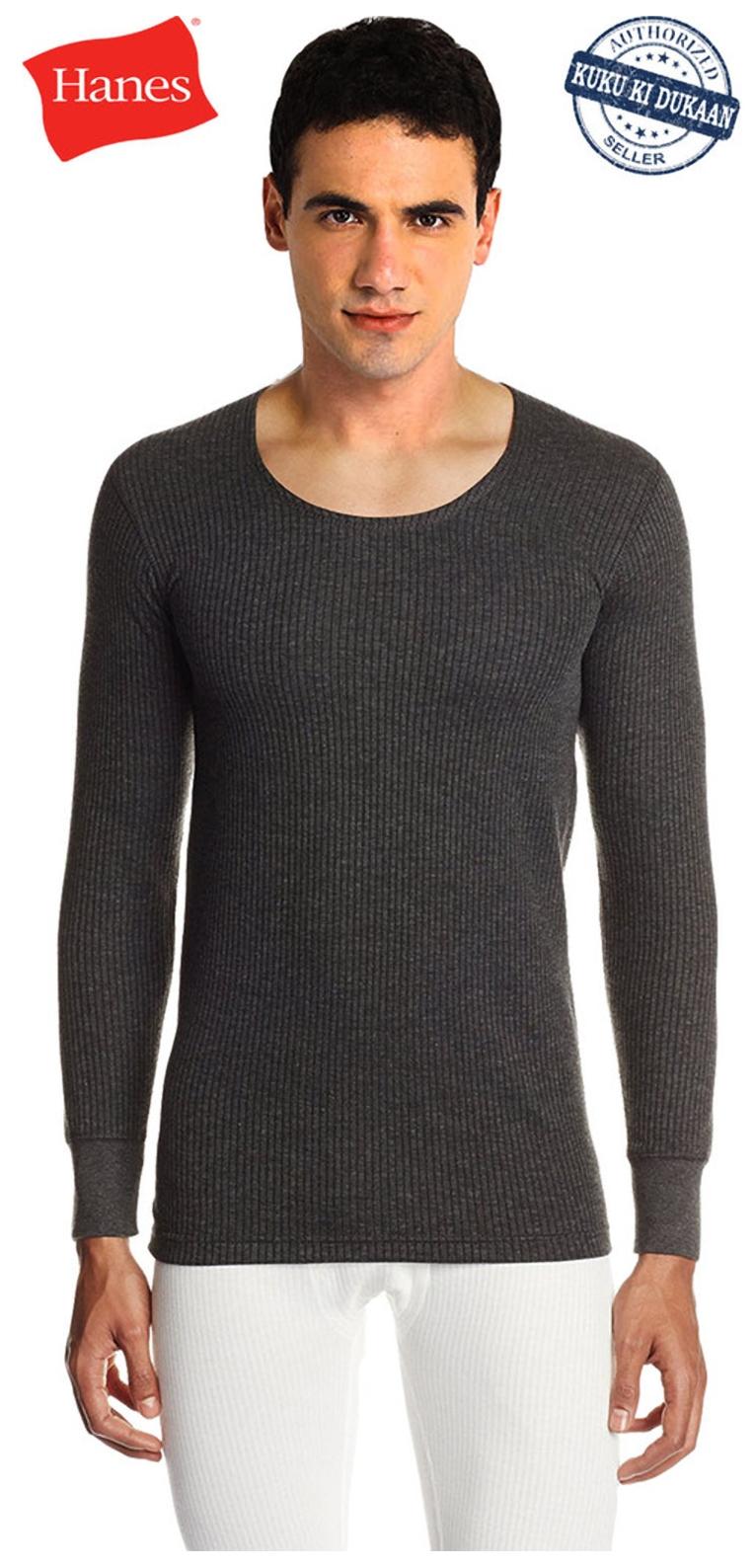 Hanes Men Cotton Thermal Set Thermal - Grey
