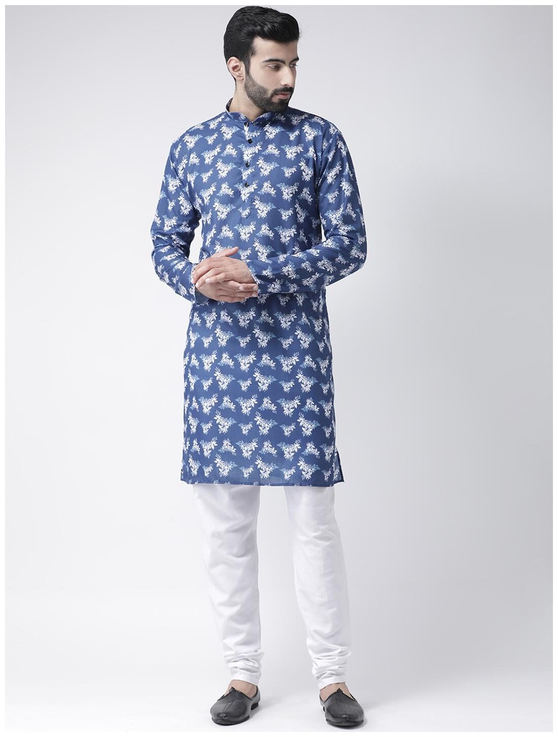 

HANGUP Cotton Kurta Pyjamas Casual Regular Blue White