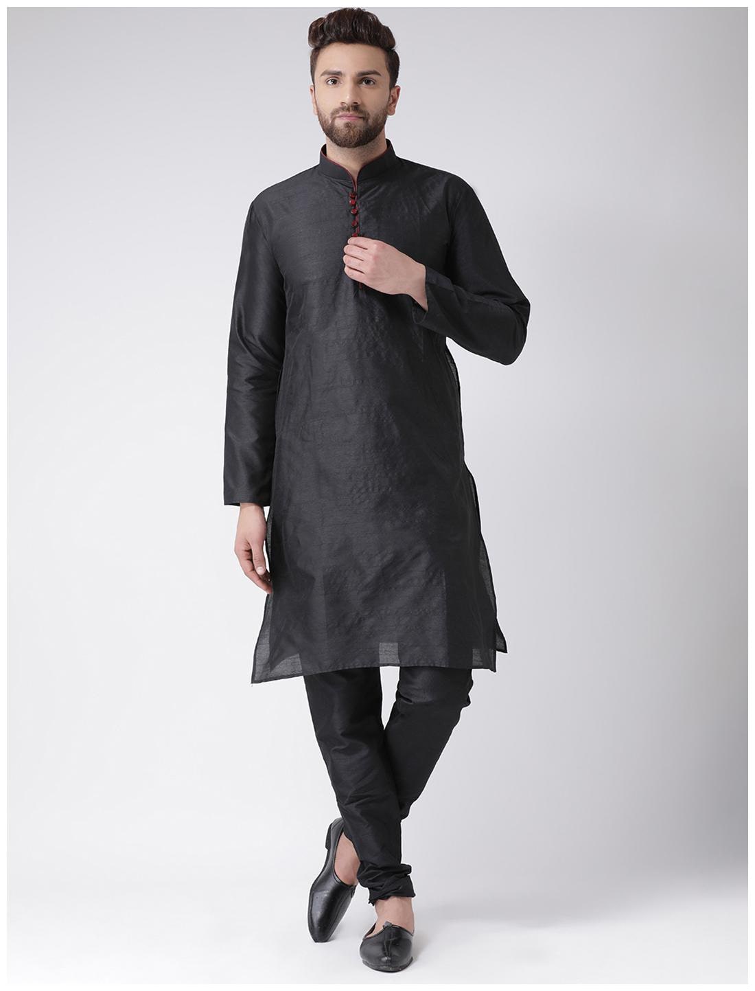 

HANGUP Cotton Kurta Pyjamas Casual Regular Black