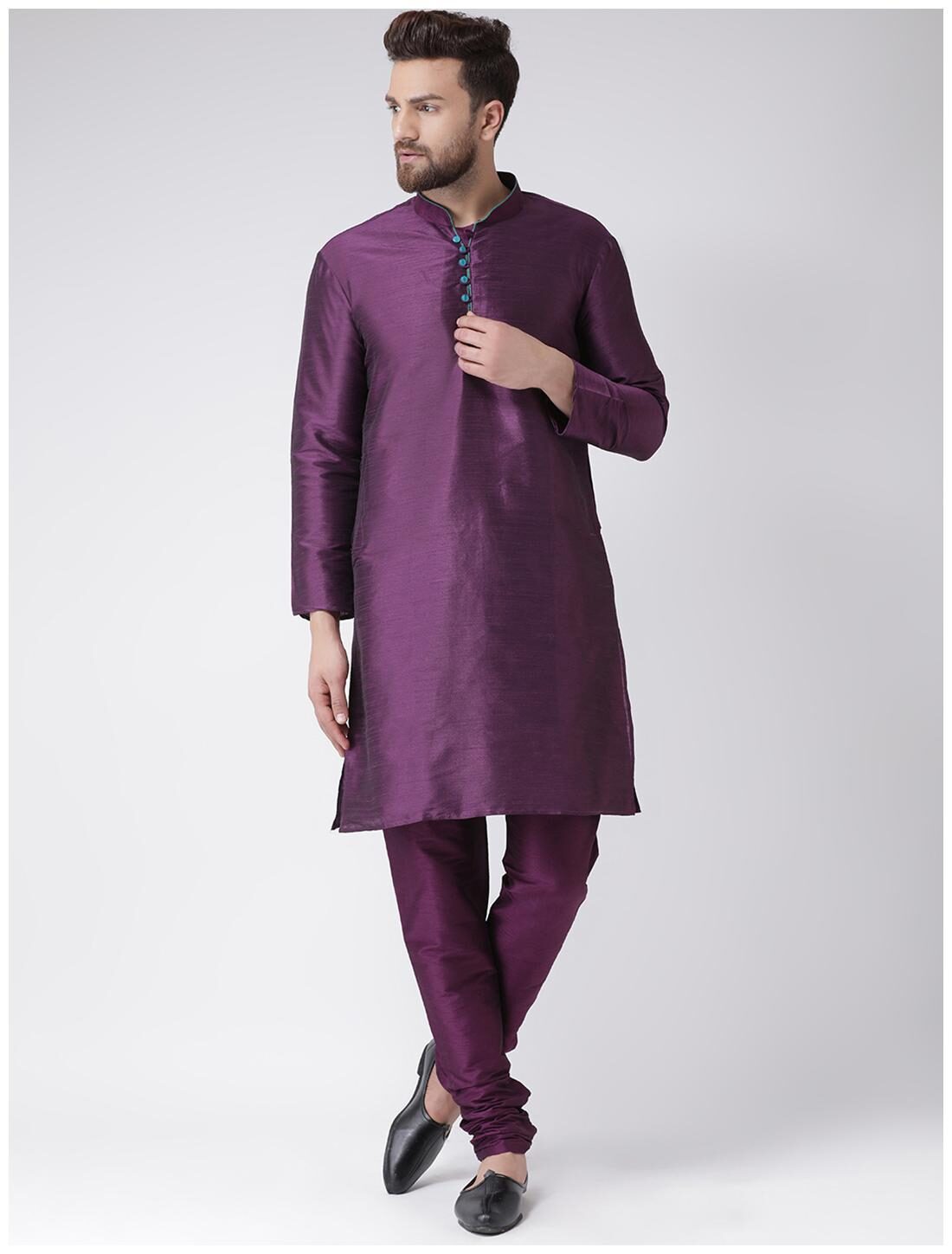 

HANGUP Cotton Kurta Pyjamas Casual Regular Purple