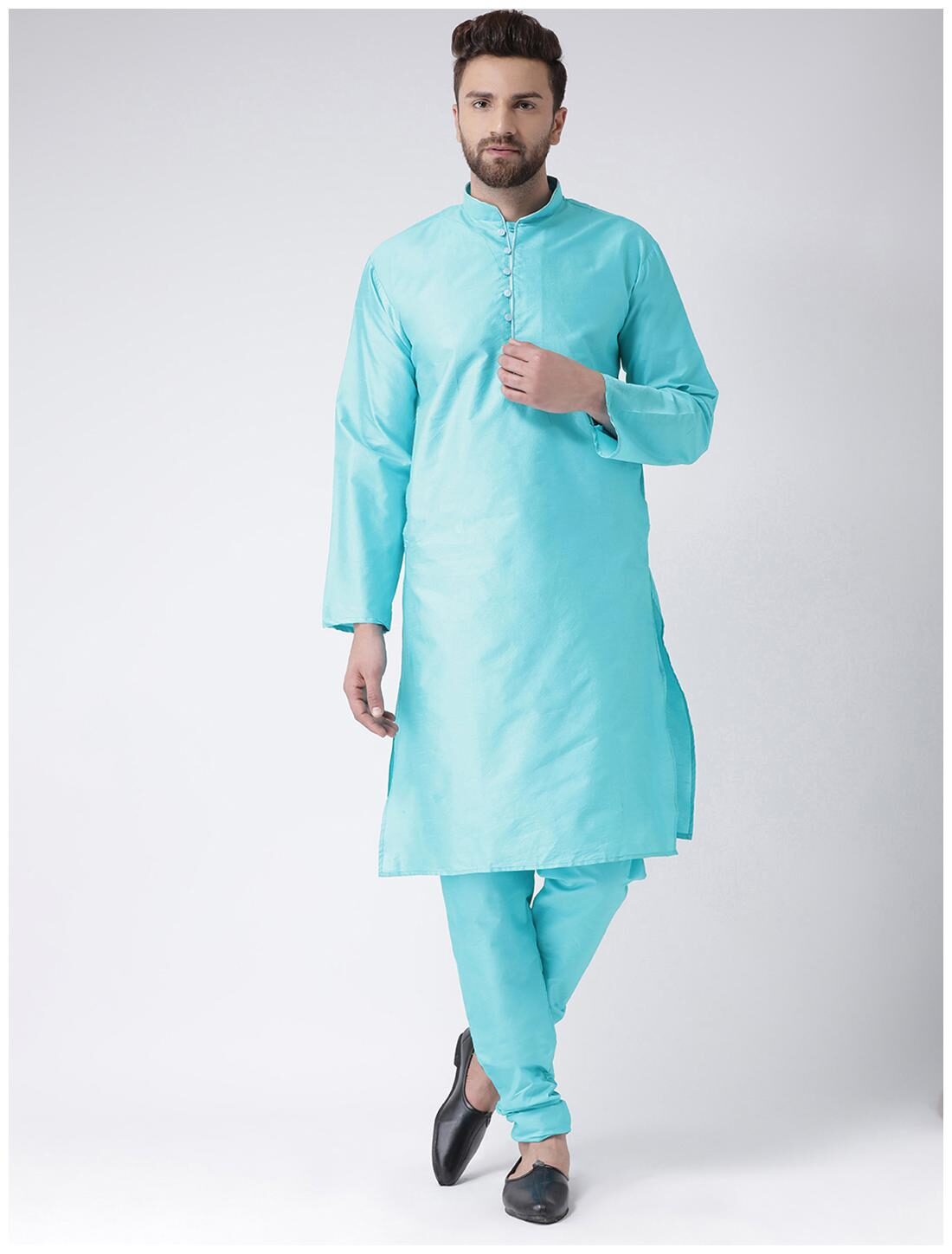 

HANGUP Cotton Kurta Pyjamas Casual Regular Turquoise