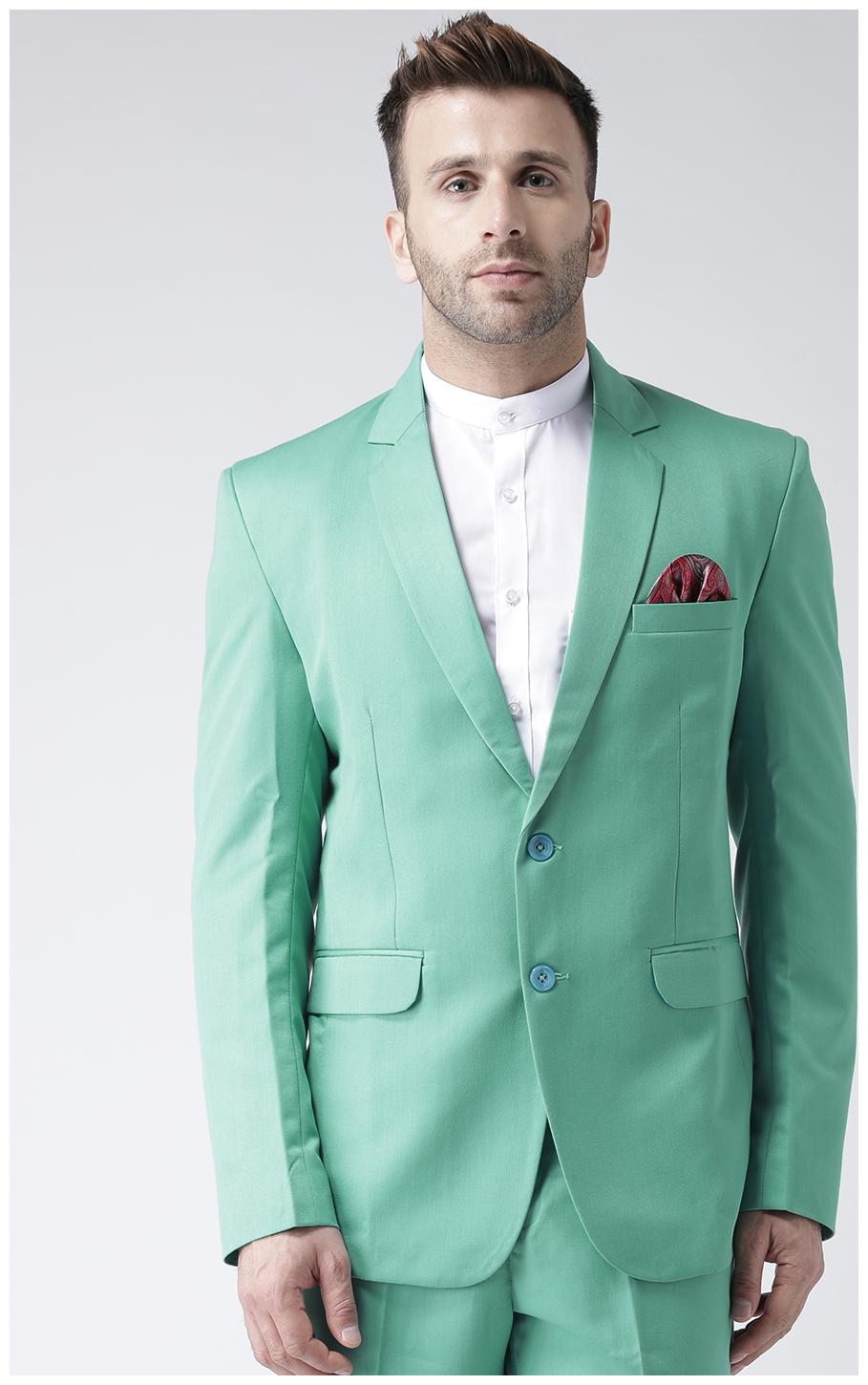 

Hangup Men Green Solid Regular fit Single Breasted Blazer