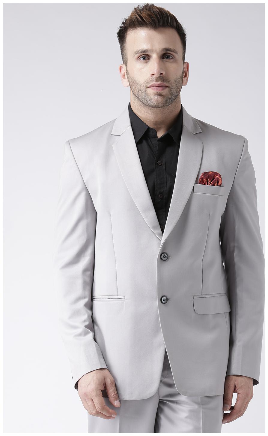 

Hangup Men Grey Solid Regular fit Single Breasted Blazer
