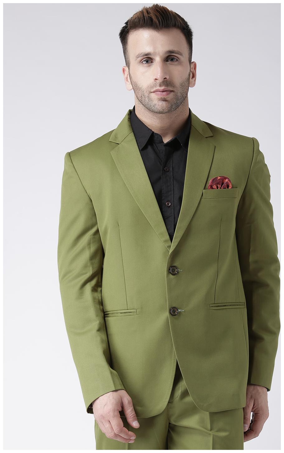 

Hangup Men Green Solid Regular fit Single Breasted Blazer