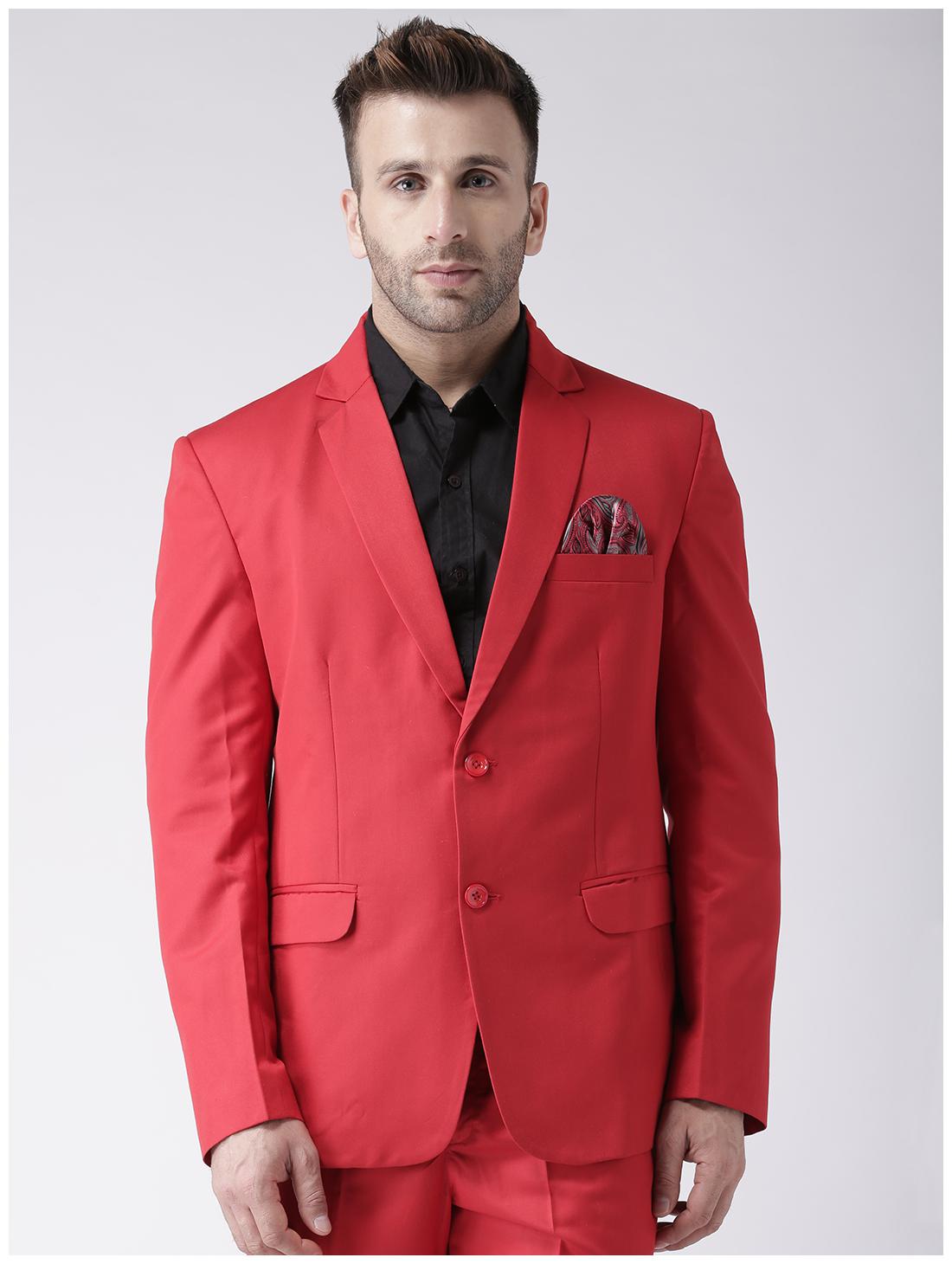 

Hangup Men Red Solid Regular fit Single Breasted Blazer