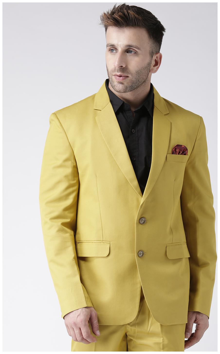 

Hangup Men Yellow Solid Regular fit Single Breasted Blazer