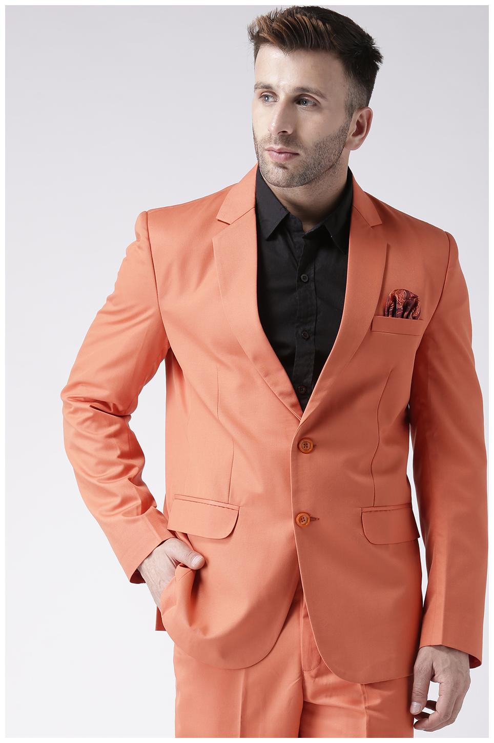 

Hangup Men Orange Solid Regular fit Single Breasted Blazer
