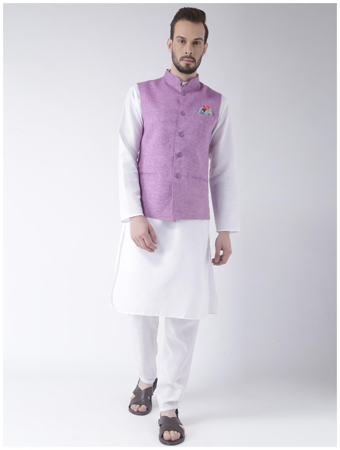

hangup mens 3 pics kurta pajyma set with linen basket