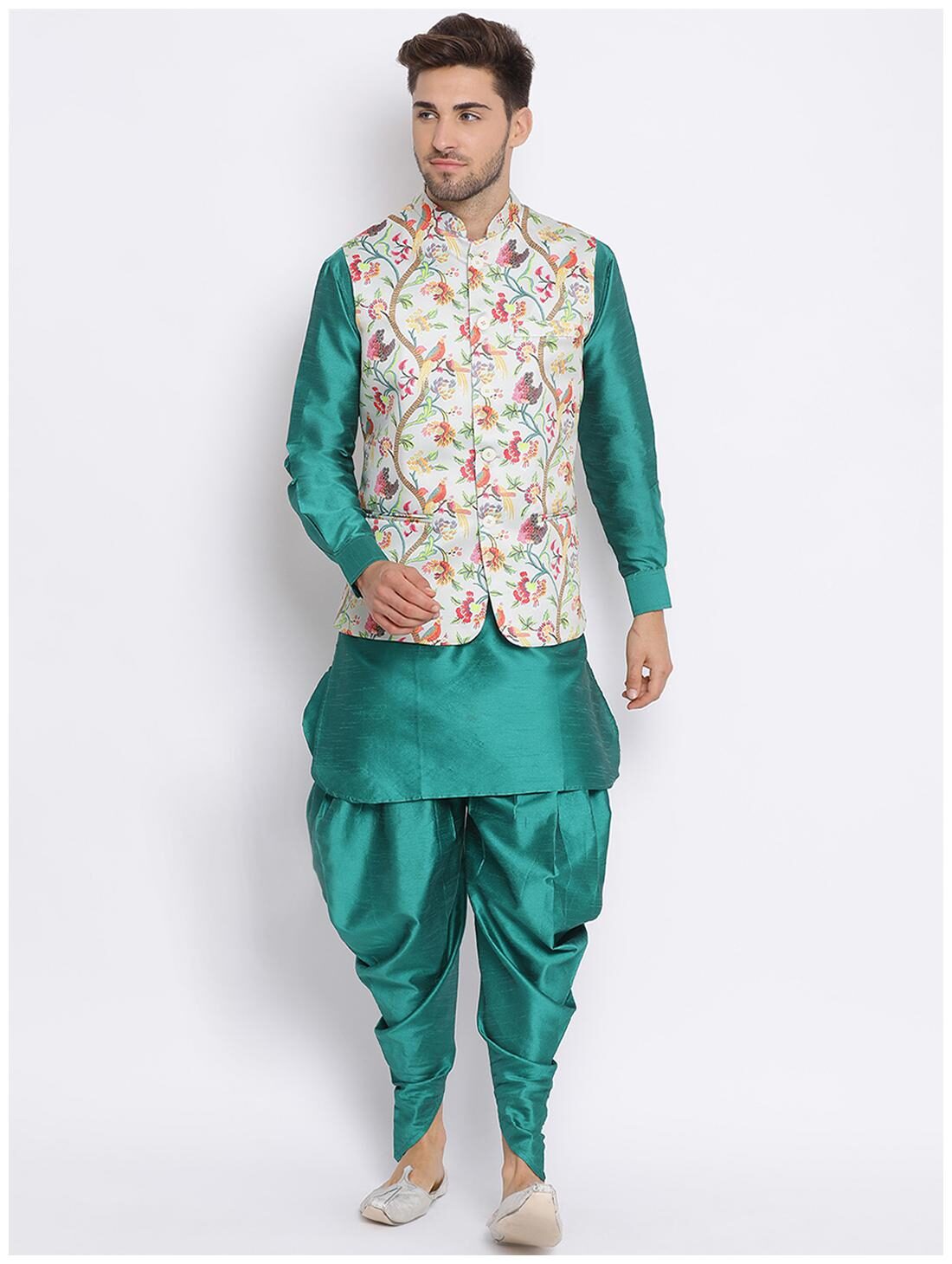 

Hangup Multi Printed Kurta and Harem Pants With Nehru Jacket