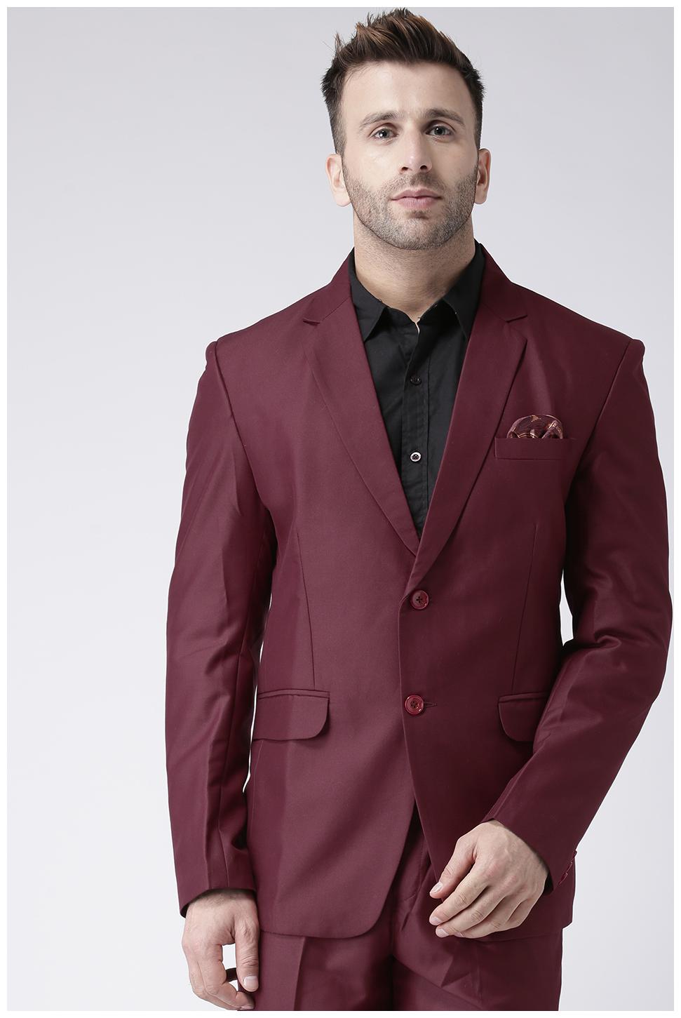 

Hangup Men Maroon Solid Regular fit Single Breasted Blazer