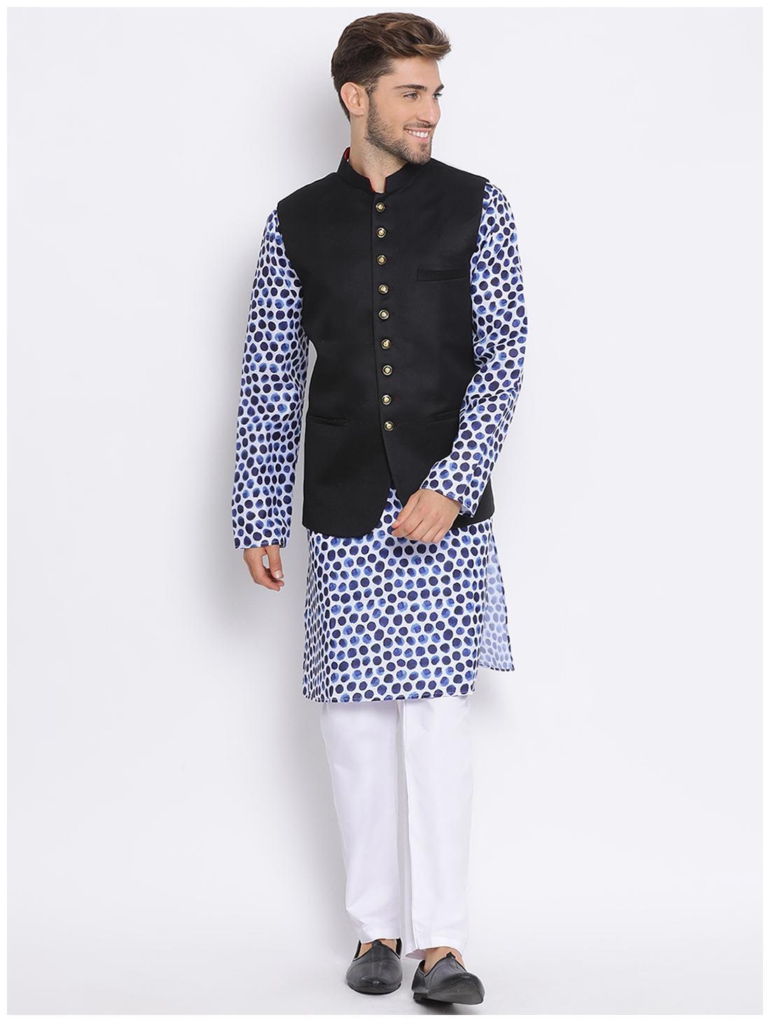 

Hangup Black Solid Kurta and Pyjamas With Nehru Jacket