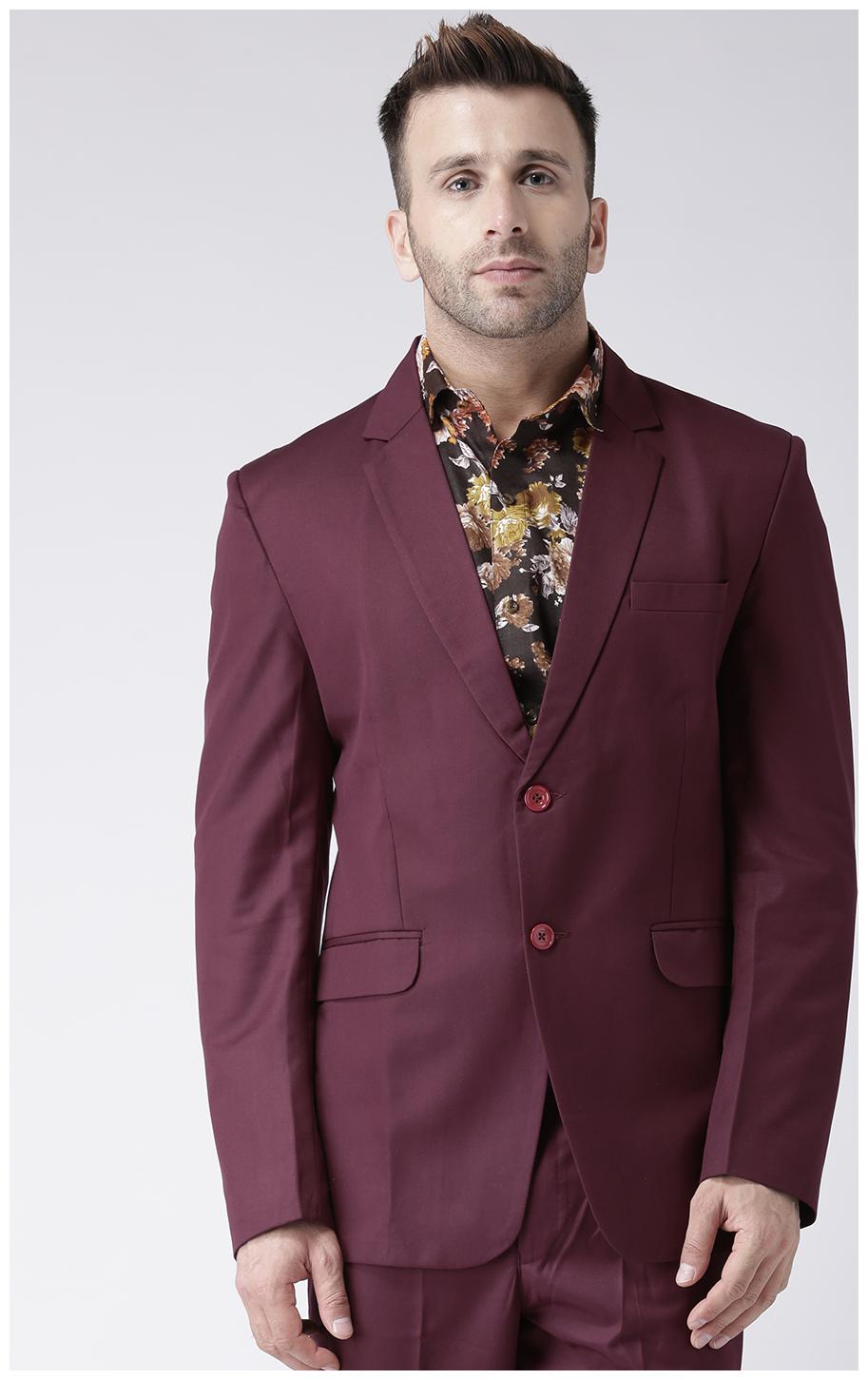 

Hangup Men Maroon Solid Regular fit Single Breasted Blazer
