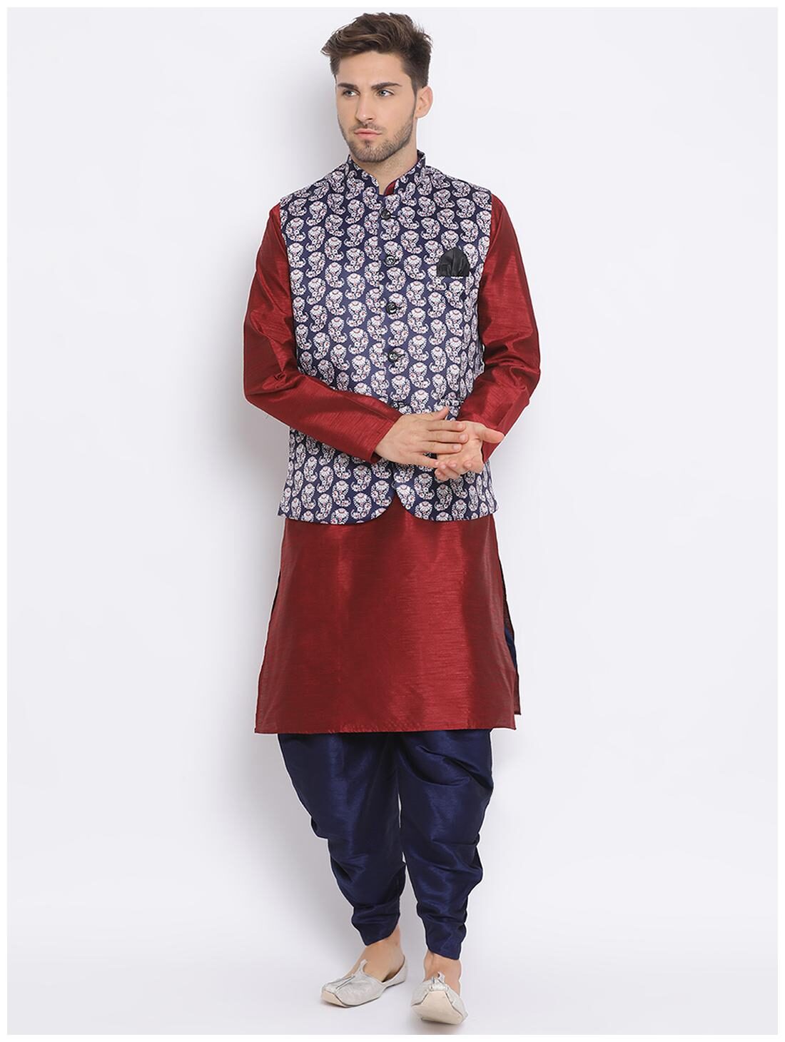 

Hangup Multi Printed Kurta and Harem Pants With Nehru Jacket