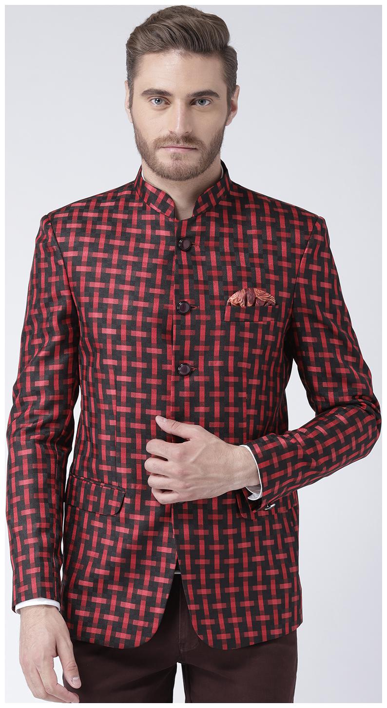 

Hangup Men Red Checked Regular fit Single Breasted Blazer