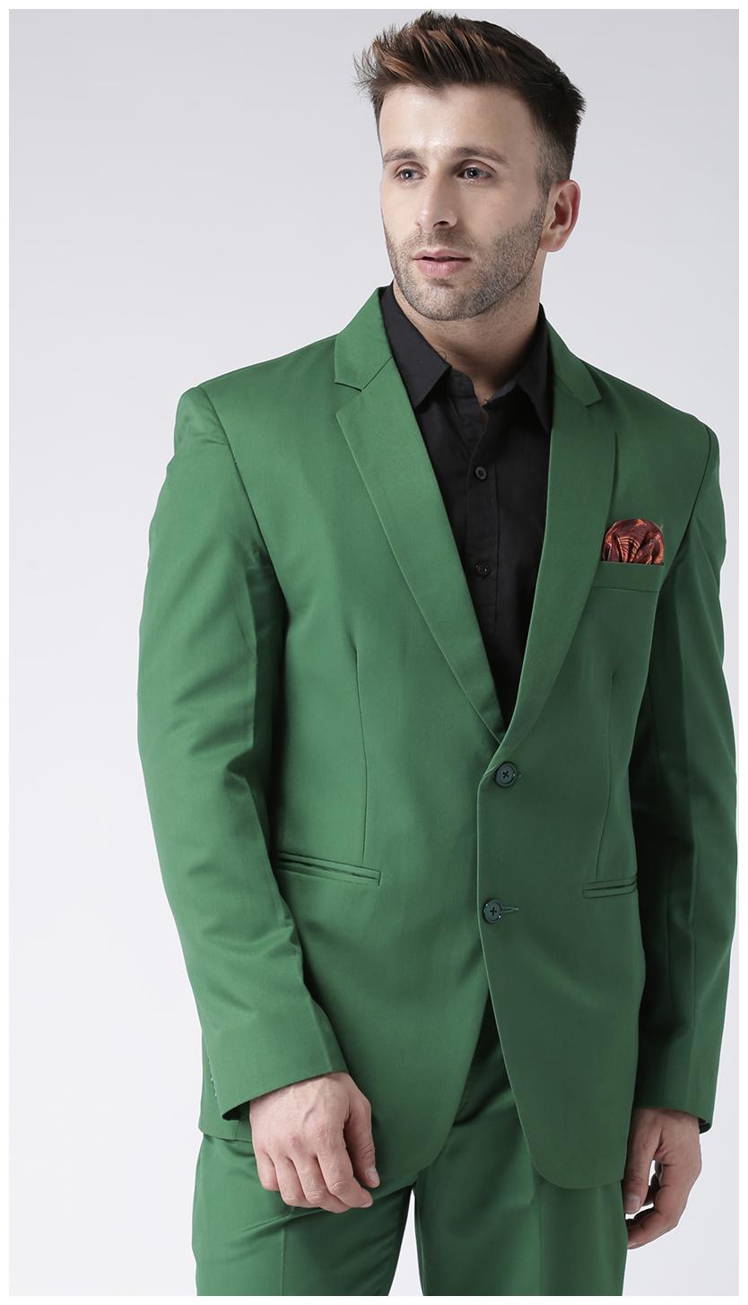 

Hangup Men Green Solid Regular fit Single Breasted Blazer