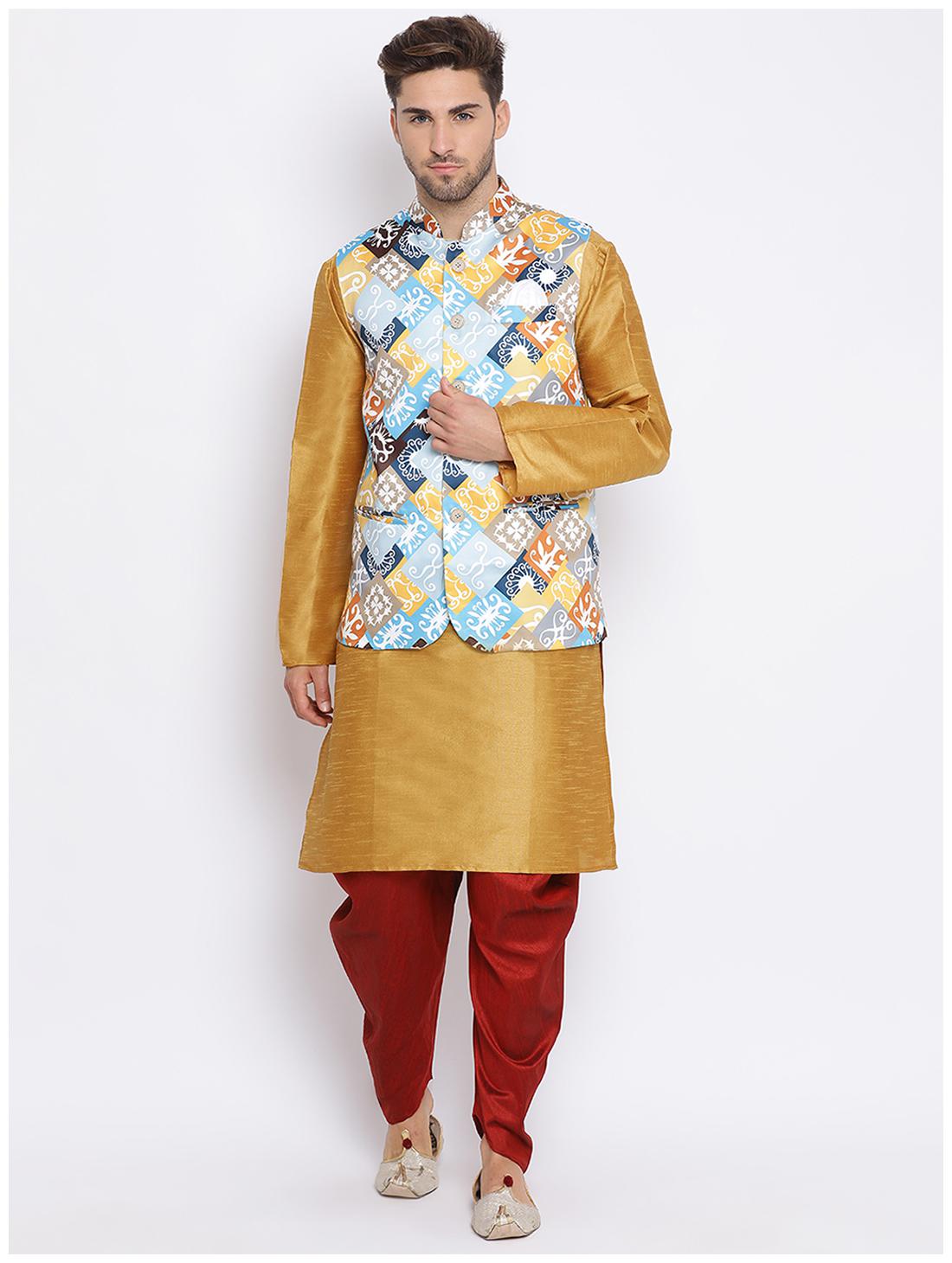 

Hangup Multi Printed Kurta and Harem Pants With Nehru Jacket