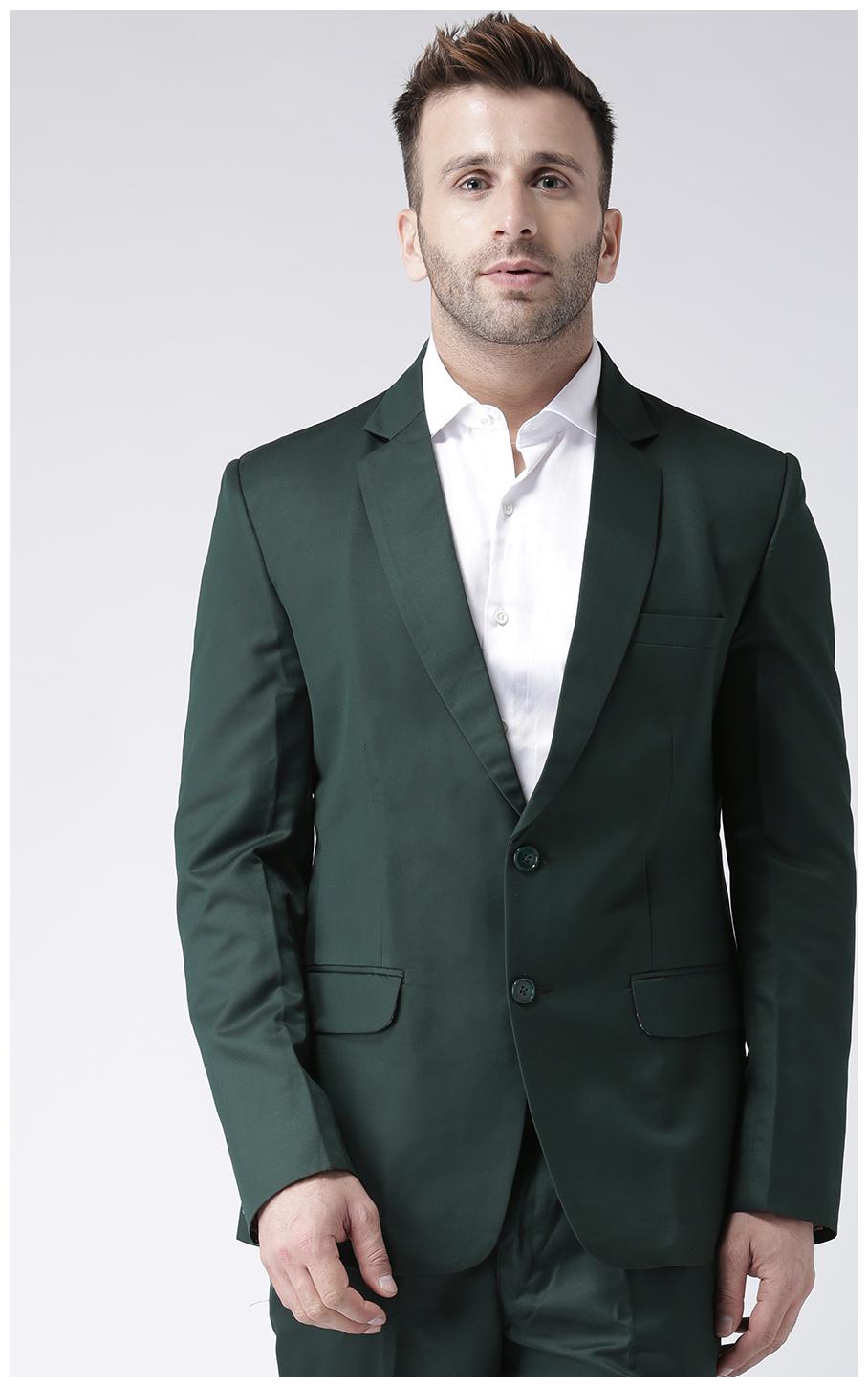 

Hangup Men Green Solid Regular fit Single Breasted Blazer