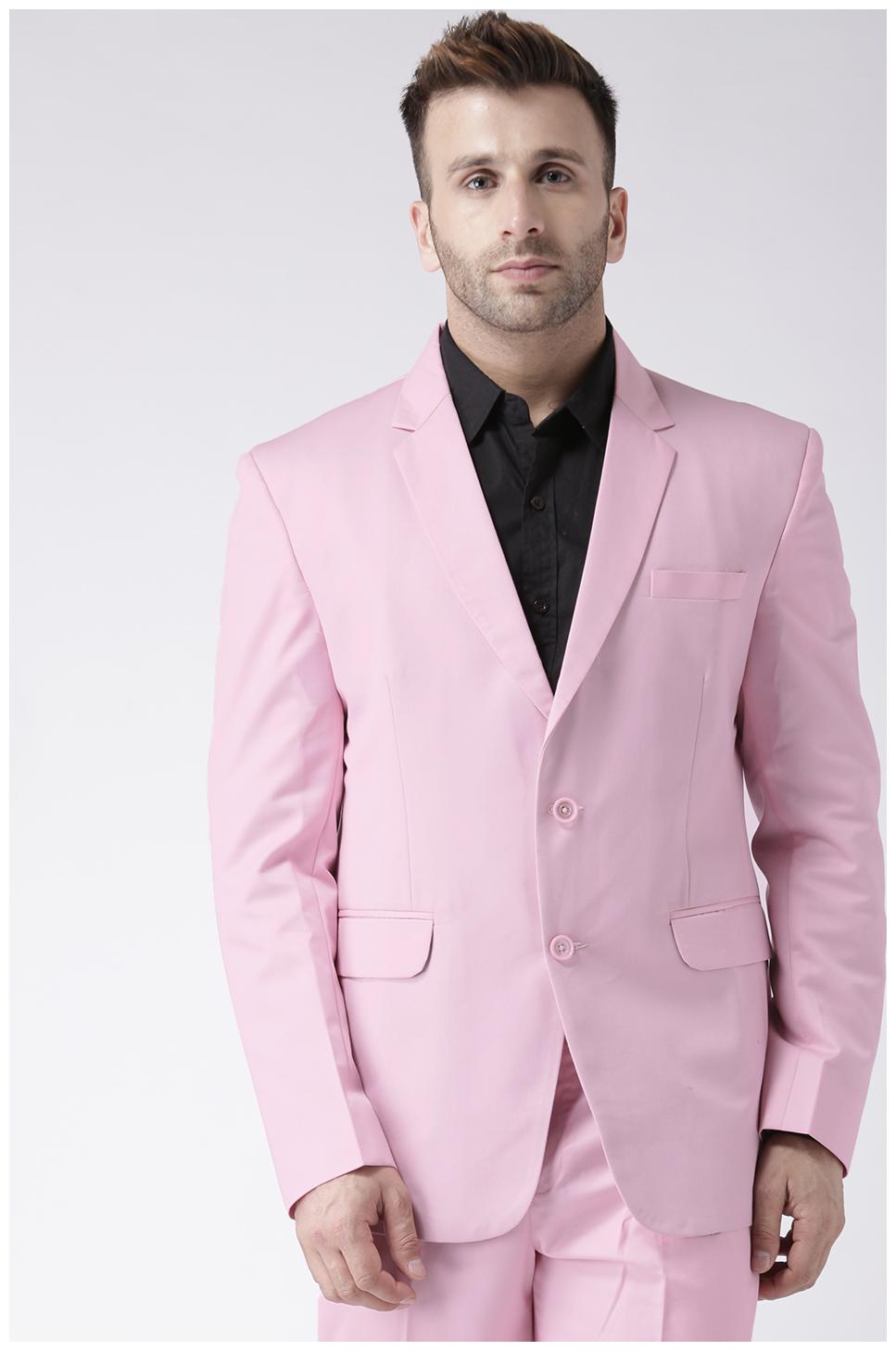 

Hangup Men Pink Solid Regular fit Single Breasted Blazer