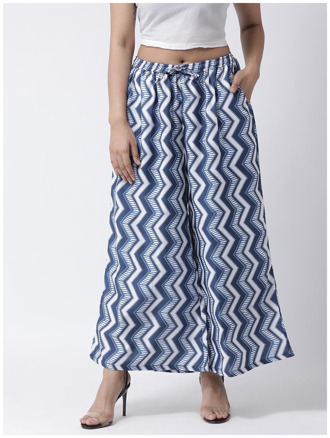 

Hangup Blue Geometric Flared Palazzo