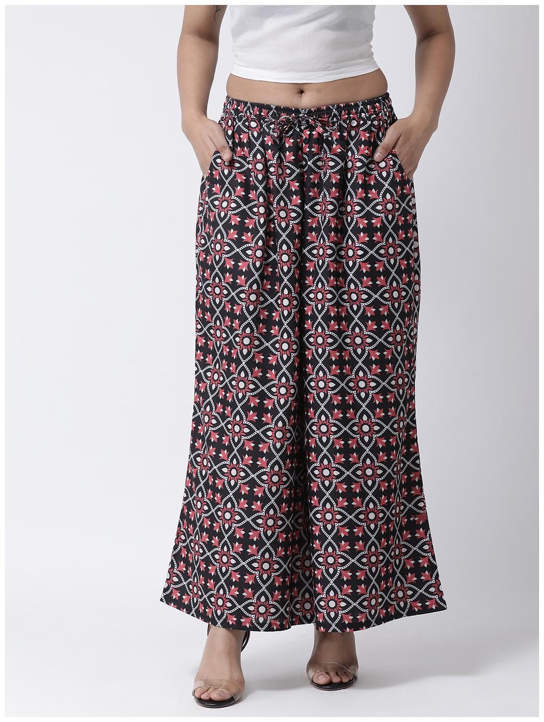 

Hangup Black Printed Flared Palazzo