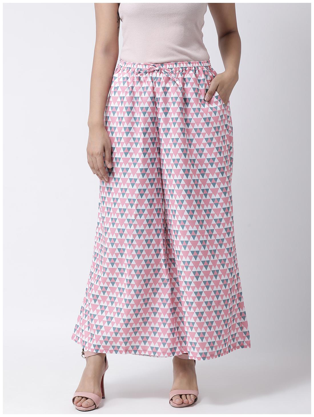

Hangup Pink Geometric Flared Palazzo