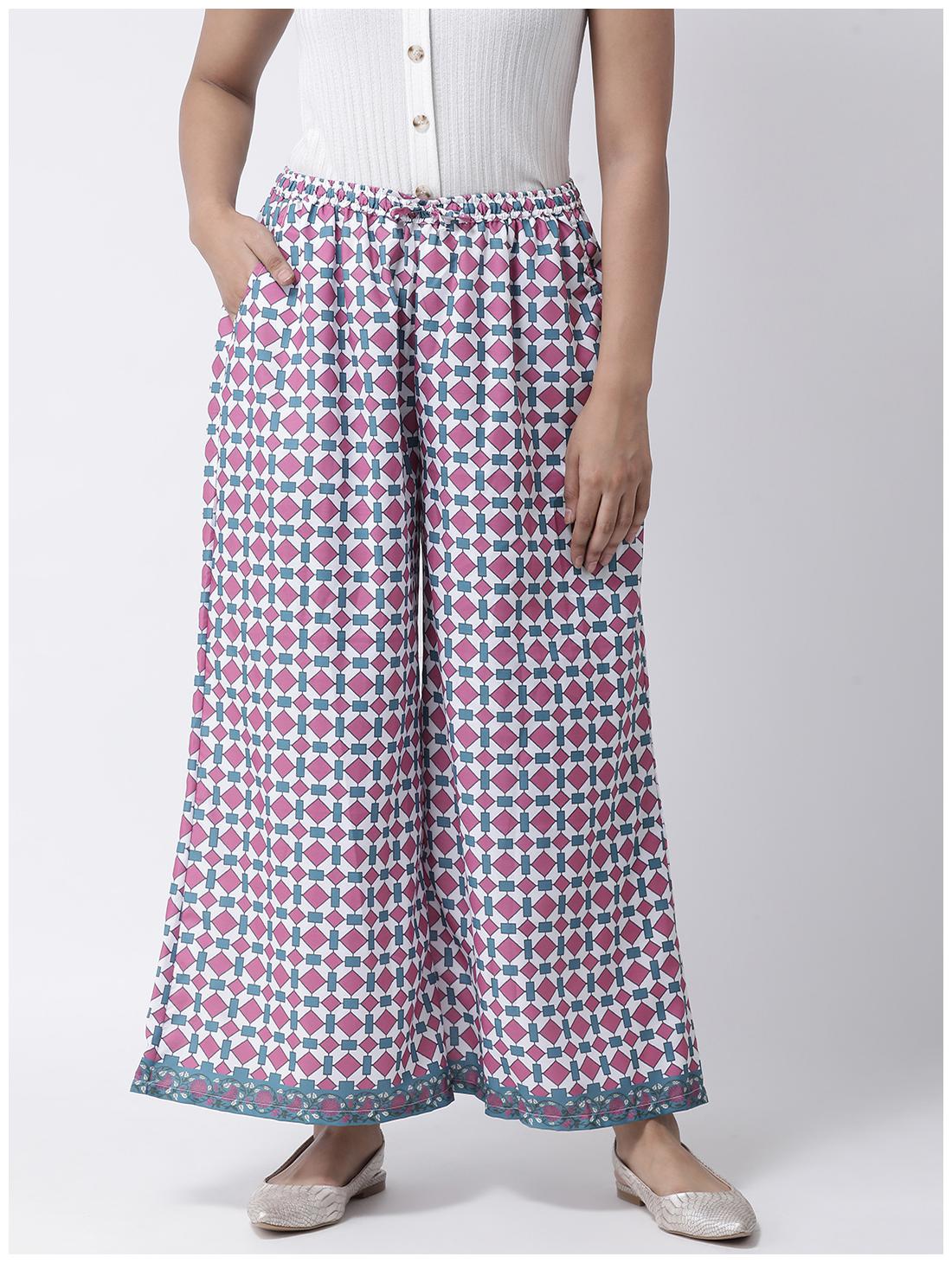 

Hangup White Geometric Flared Palazzo
