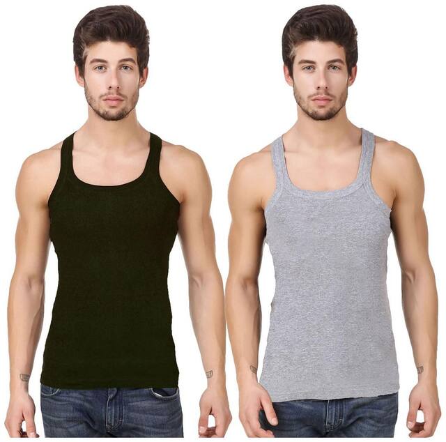Hap Pack of 2 Sleeveless Square Neck Men Vest - Multi