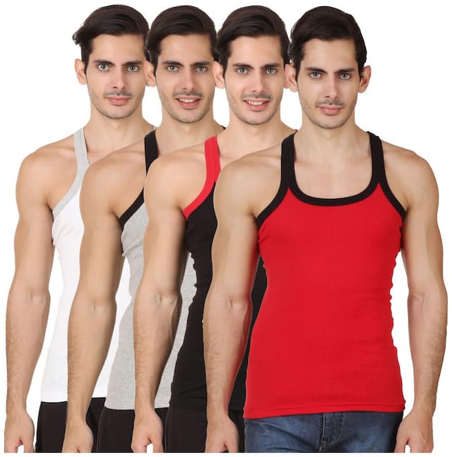 HAP KINGS RIB MENS GYM VEST MULTICOLOR PACK (PACK OF 4