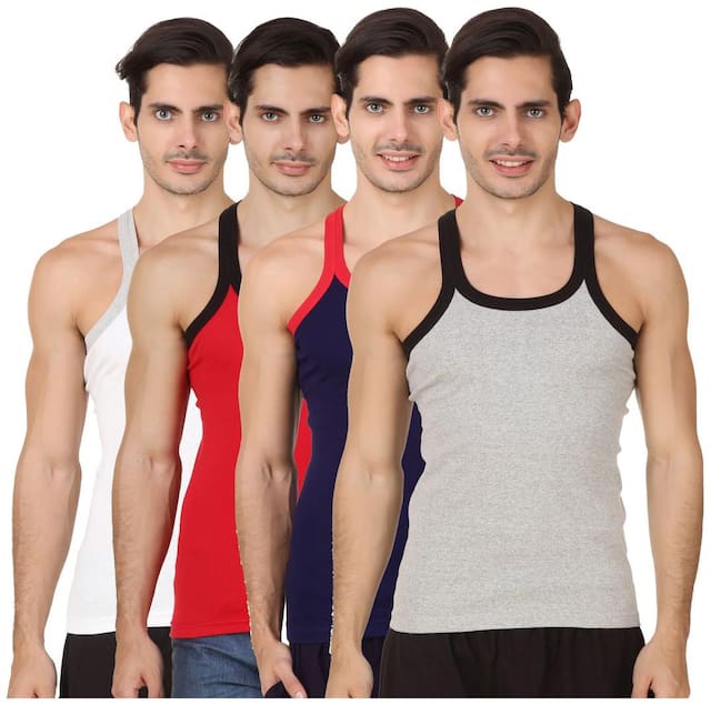 HAP KINGS RIB MENS GYM VEST MULTICOLOR PACK (PACK OF 4