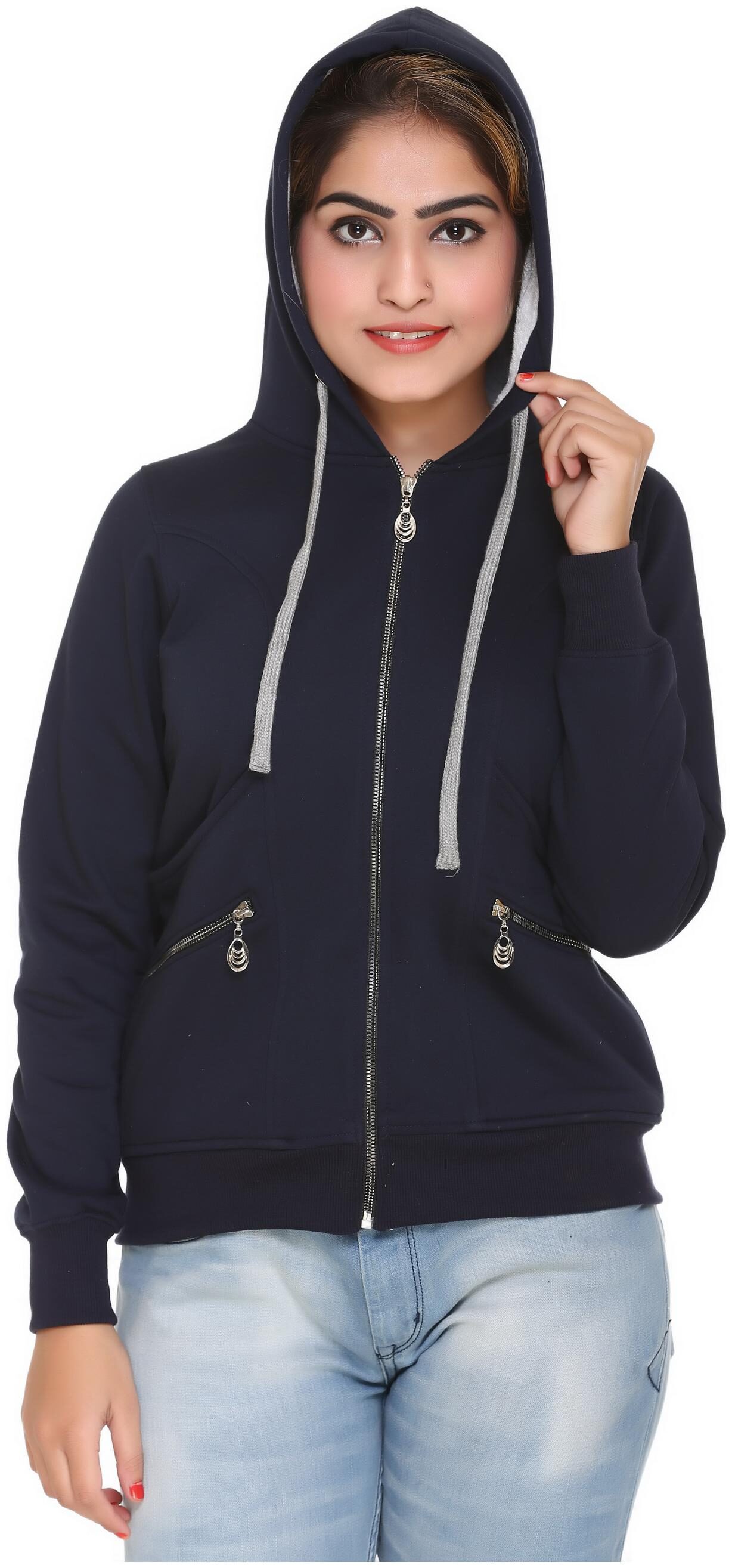 

HARDIHOOD Women Solid Hoodie - Navy Blue