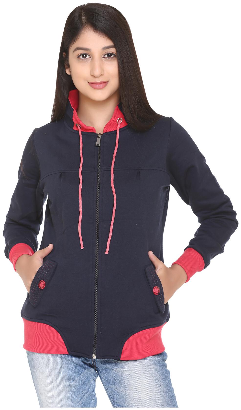 

HARDIHOOD Women Solid Sweatshirt - Navy Blue