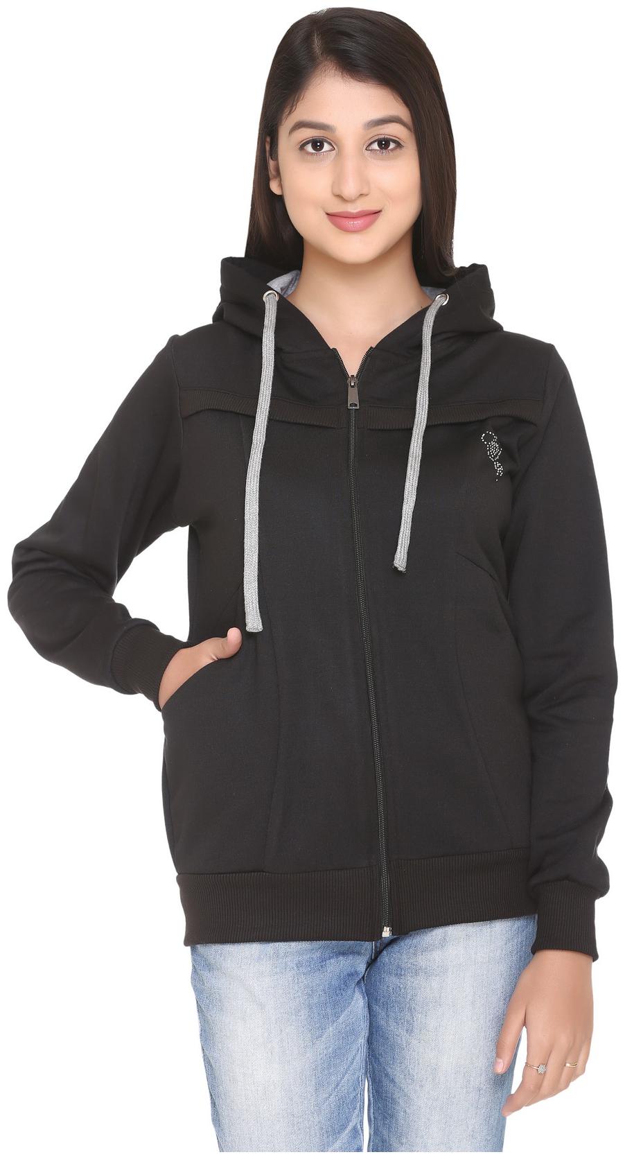 

HARDIHOOD Women Solid Hoodie - Black