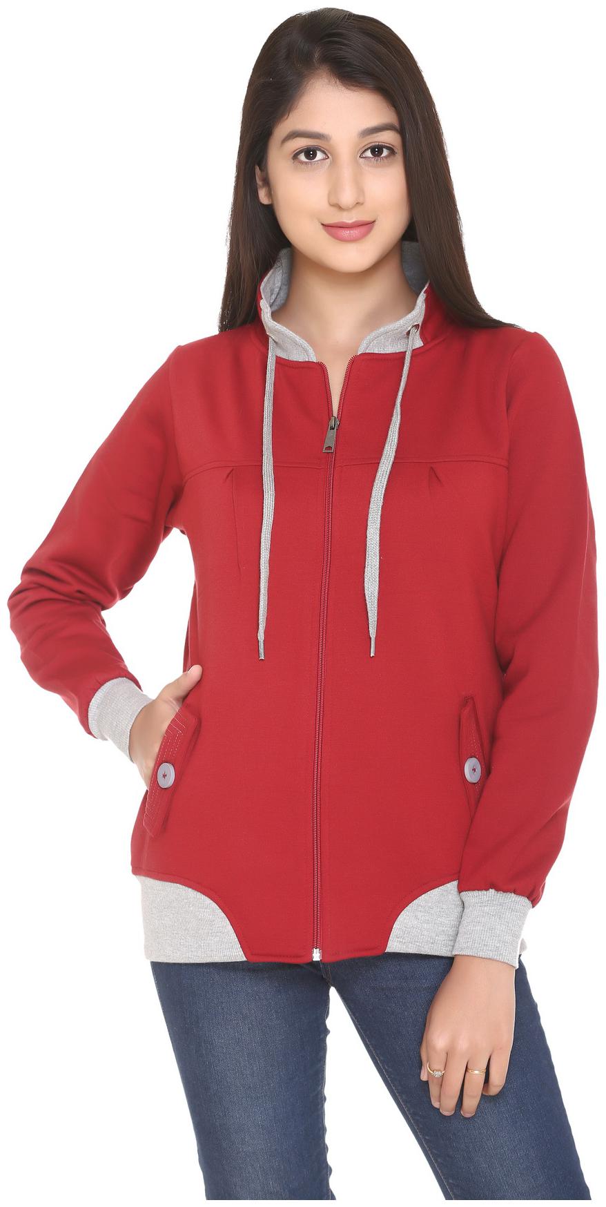 

HARDIHOOD Women Solid Sweatshirt - Red