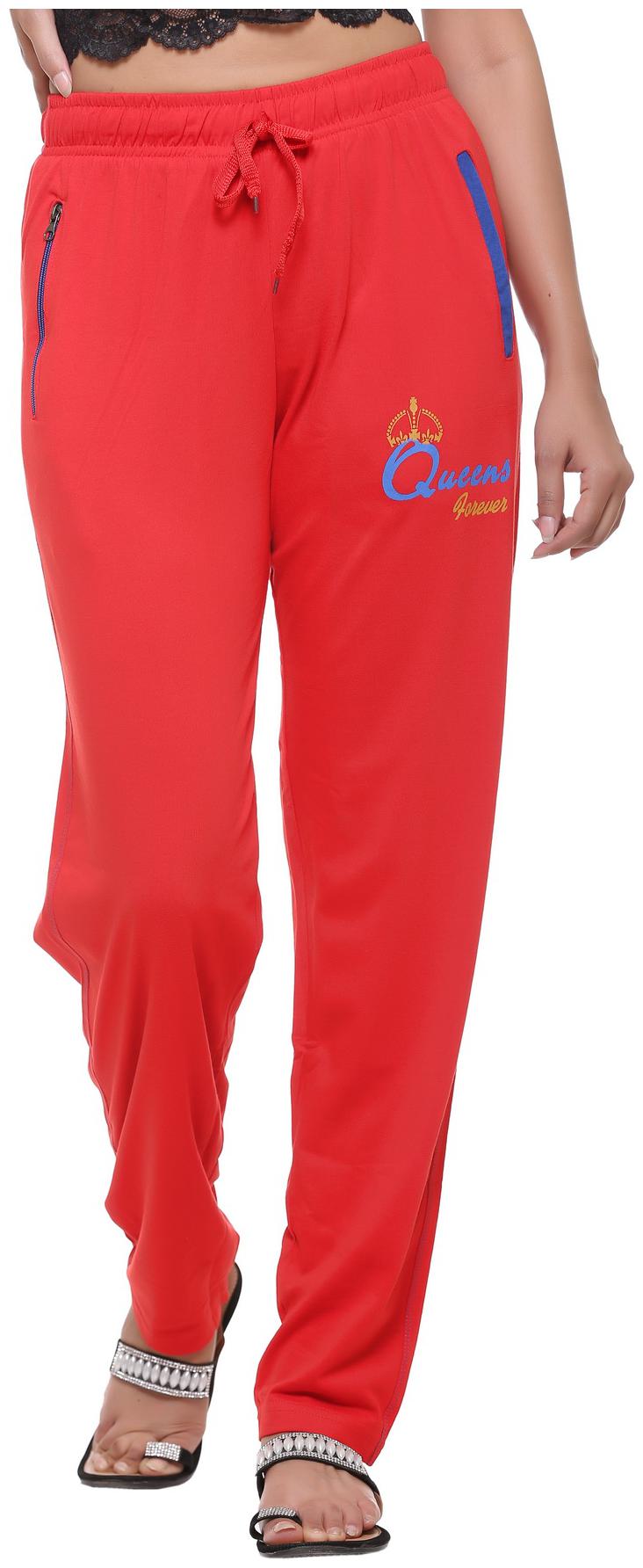 

HARDIHOOD Women Cotton Blend Solid Track Pants Red