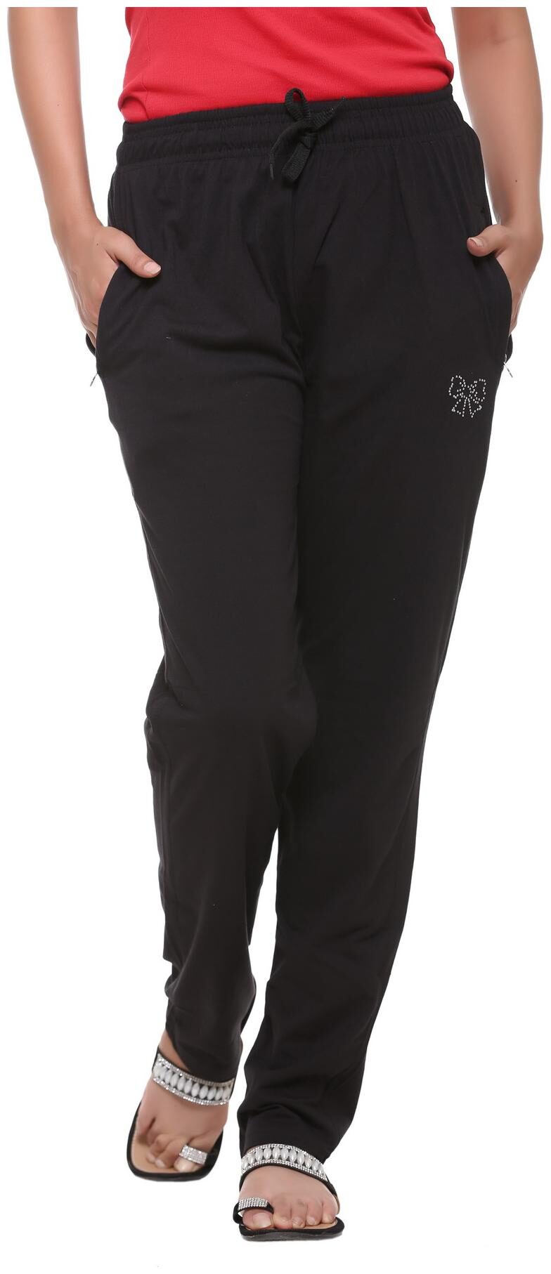 

HARDIHOOD Women Cotton Blend Solid Track Pants Black