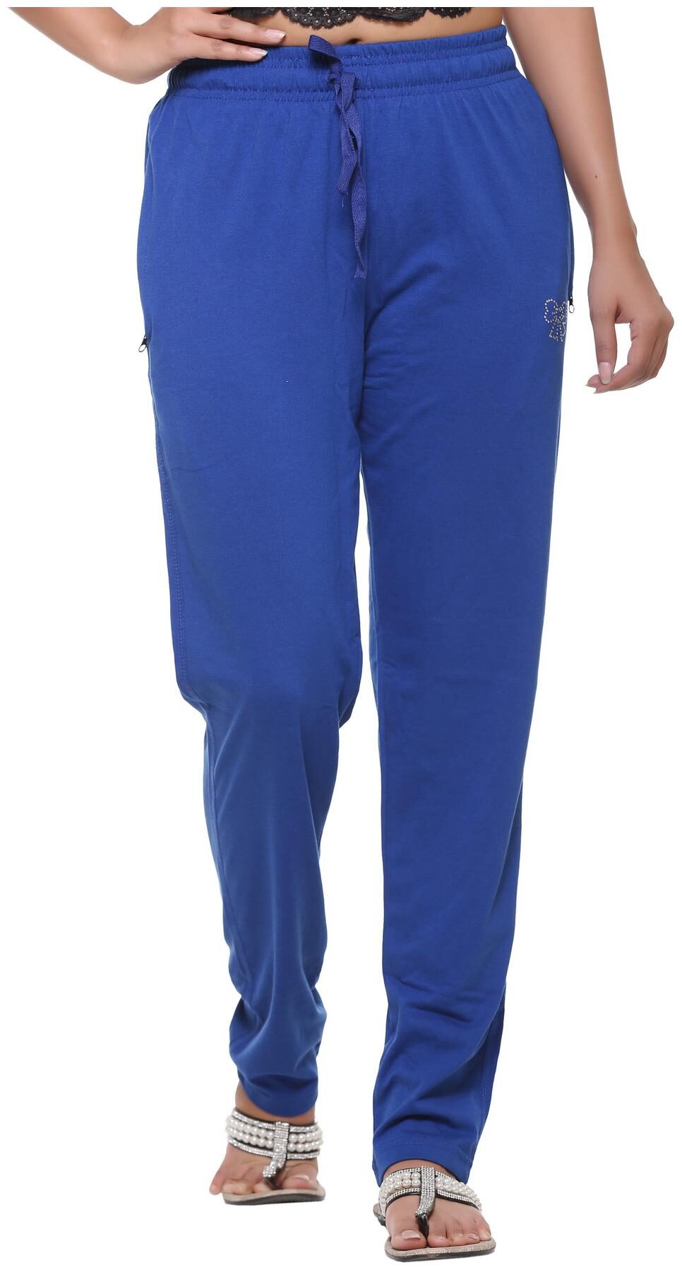

HARDIHOOD Women Cotton Blend Solid Track Pants Blue