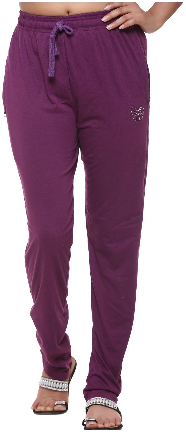 

HARDIHOOD Women Cotton Blend Solid Track Pants Purple