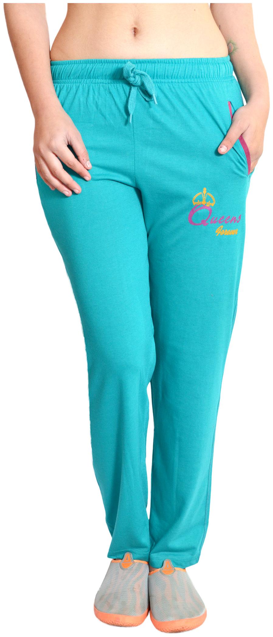 

HARDIHOOD Women Cotton Blend Solid Track Pants Turquoise